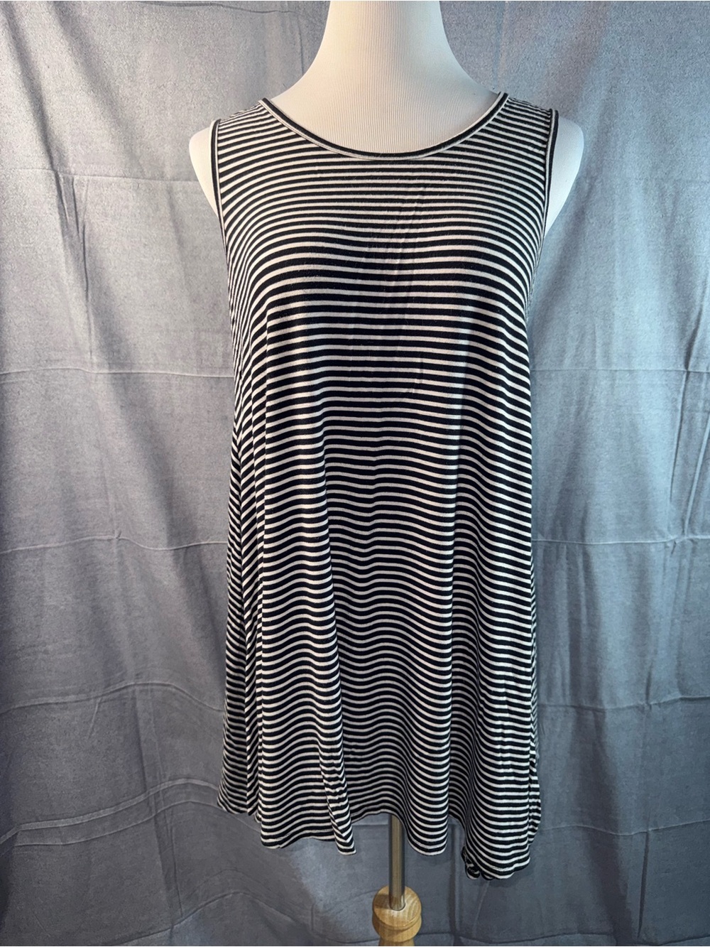 1393-Decree Black and White Striped Tank Dress